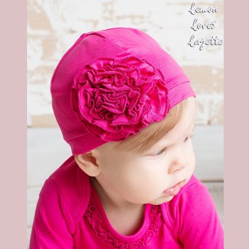 Lemon Loves Layette "Bijou" Hat for Newborn and Baby Girls in Hot Pink