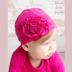 Lemon Loves Layette "Bijou" Hat for Newborn and Baby Girls in Hot Pink