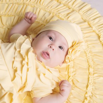 Lemon Loves Layette "Bijou" Hat for Newborn and Baby Girls in Butter Yellow