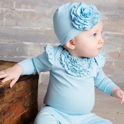 Lemon Loves Layette "Madison" Onesie for Newborn and Baby Girls in Cinderella Blue