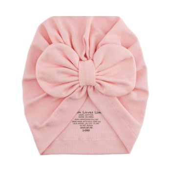 Lemon Loves Layette "Bow" Hat for Newborn and Baby Girls in Rose Shadow Pink