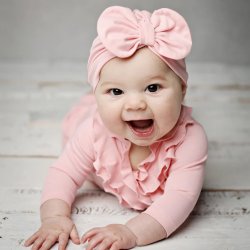 Lemon Loves Layette "Bow" Hat for Newborn and Baby Girls in Rose Shadow Pink