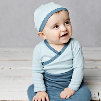 Lemon Loves Layette for Boys "Billy" Newborn Gown in Sterling Blue