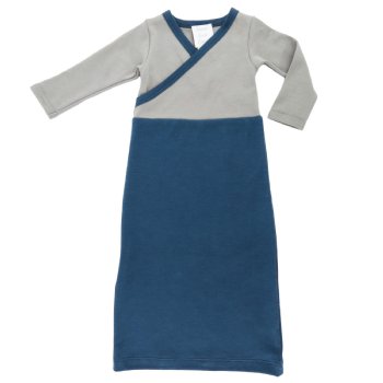 Lemon Loves Layette for Boys "Billy" Newborn Gown in Blue and Grey