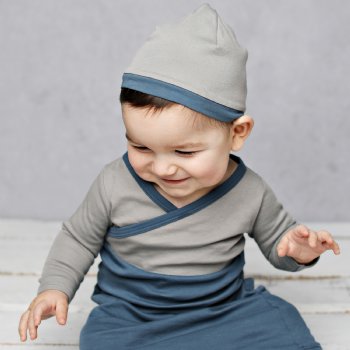 Lemon Loves Layette for Boys "Billy" Newborn Gown in Blue and Grey