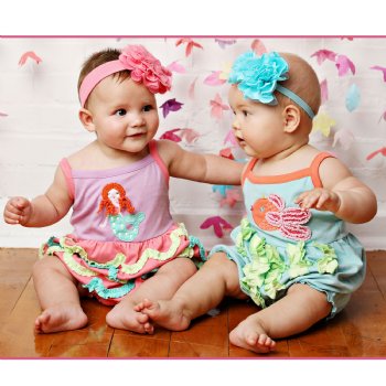 Lemon Loves Layette "My Fish Bubble" Romper for Baby Girls