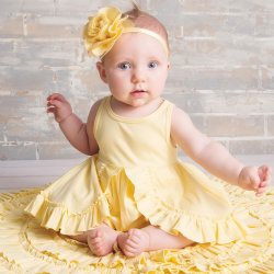 Lemon Loves Layette "Calla" Dress for Baby Girls in Butter Yellow