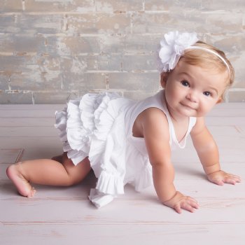 Lemon Loves Layette "Calla" Dress for Baby Girls in White