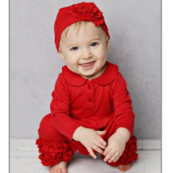 Lemon Loves Layette "Cora" Romper for Baby Girls in True Red