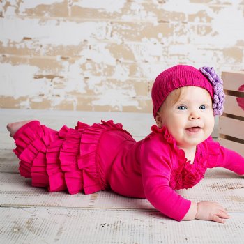 Lemon Loves Layette "Ella" Ruffled Pants for Newborn and Baby Girls in Hot Pink