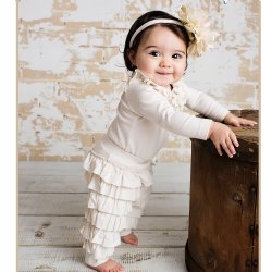 Lemon Loves Layette "Ella" Pants for Newborn and Baby Girls in Eggnog Beige