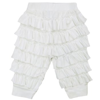 Lemon Loves Layette "Ella" Ruffled Pants for Newborn and Baby Girls in White