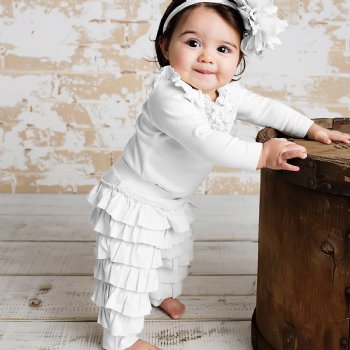 Lemon Loves Layette "Ella" Ruffled Pants for Newborn and Baby Girls in White