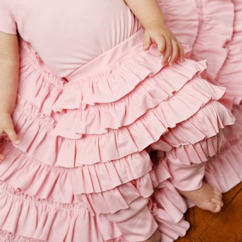 Lemon Loves Layette "Ella" Ruffled Pants for Newborn and Baby Girls in Pink