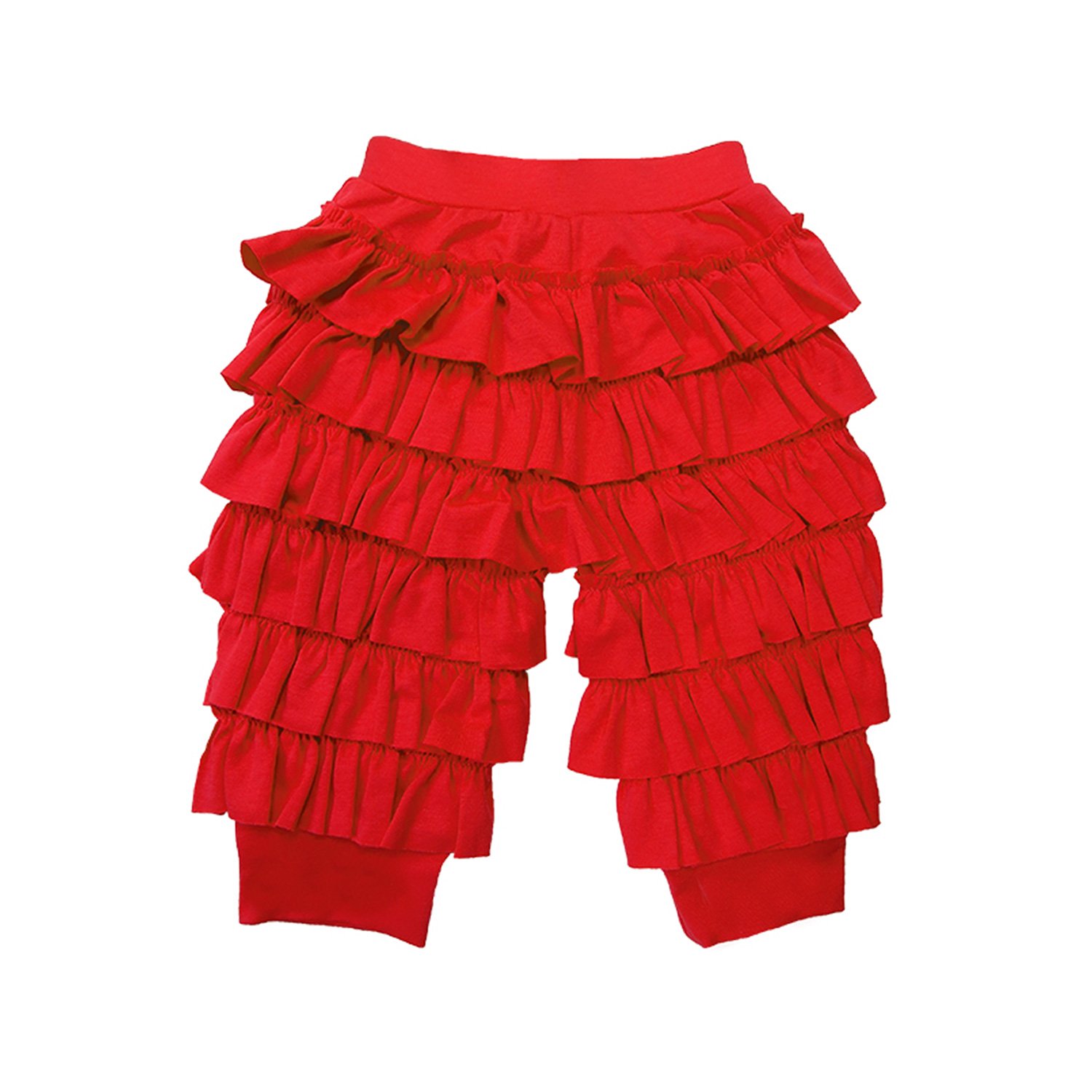 Lemon Loves Layette Ella Ruffled Pants for Newborn and Baby Girls in True  Red