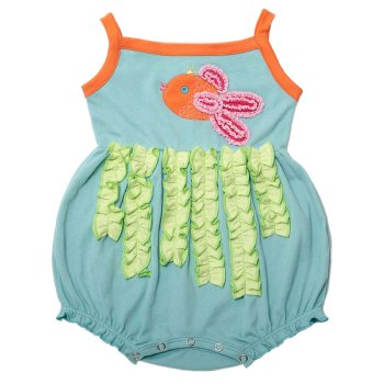 Lemon Loves Layette "My Fish Bubble" Romper for Baby Girls
