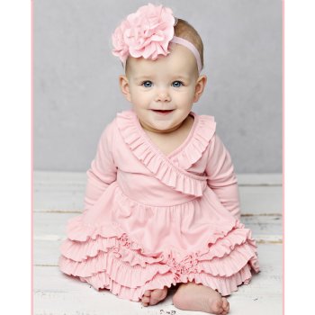 Lemon Loves Layette "Grace" Pink Dress for Baby Girls and Toddlers