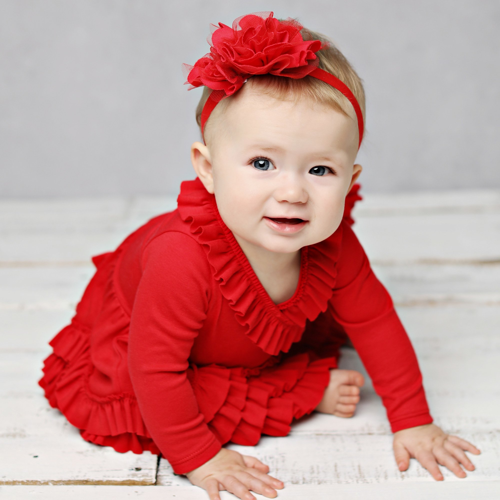 Lemon Loves Layette Grace True Red Dress for Baby Girls and Toddlers