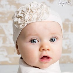 Lemon Loves Layette "Bijou" Hat for Newborn and Baby Girls in Eggnog Beige