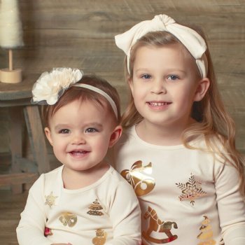 Lemon Loves Layette "Bow" Headband for Toddlers in Eggnog