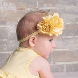 Lemon Loves Layette "Rose" Headband for Baby Girls and Toddlers in Butter Yellow