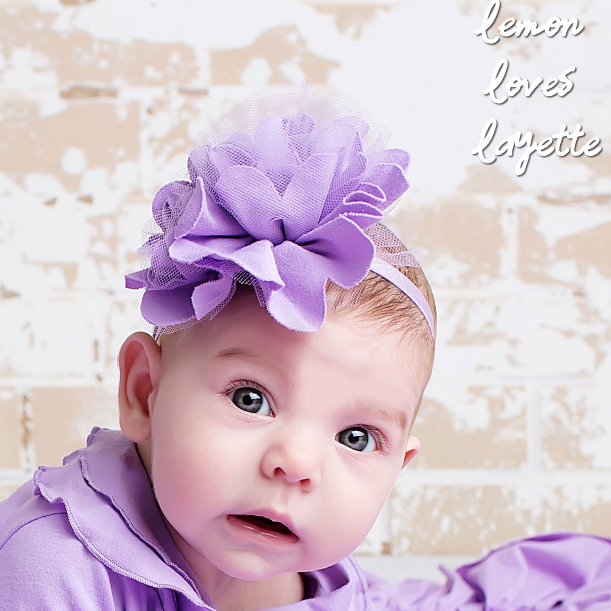 Lemon Loves Layette Rose Headband in Lilac