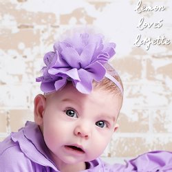 Lemon Loves Layette "Rose" Headband for Baby Girls and Toddlers in Lilac