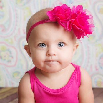 Lemon Loves Layette "Rose" Headband for Baby Girls and Toddlers in Hot Pink
