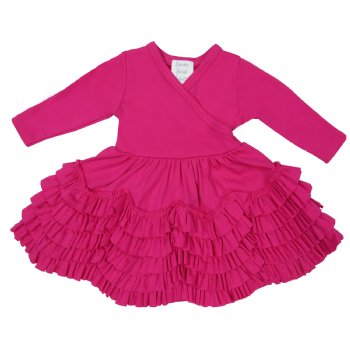 Lemon Loves Layette "Jada" Dress for Newborns and Baby Girls in Hot Pink