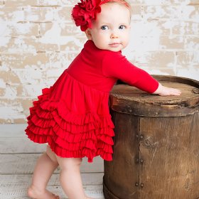 Lemon Loves Layette "Jada" Dress for Newborns and Baby Girls in True Red
