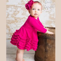 Lemon Loves Layette "Jada" Dress for Newborns and Baby Girls in Hot Pink