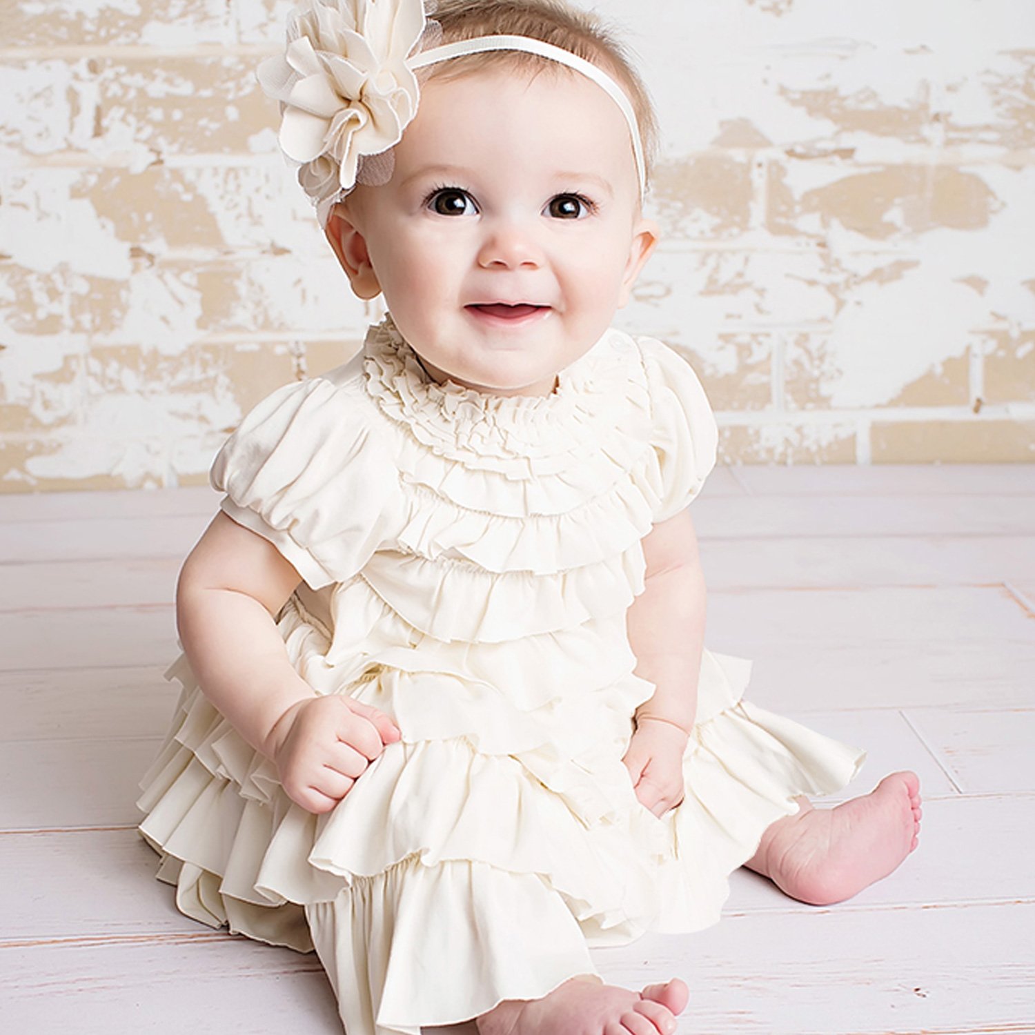 Baby Girl Christmas Dress in Eggnog | Baby Bling Street Baby Fashion Boutique