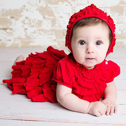 Lemon Loves Layette "Jane" Dress for Baby Girls and Toddlers in True Red