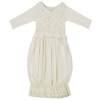 Lemon Loves Layette "Jenna" Gown for Newborn Girls in Eggnog Beige