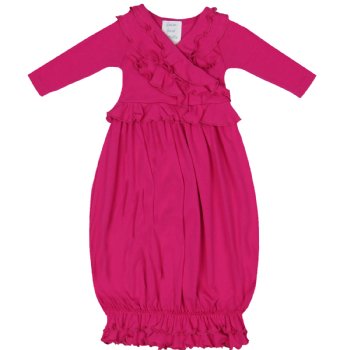 Lemon Loves Layette "Jenna" Gown for Newborn and Baby Girls in Hot Pink