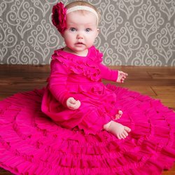 Lemon Loves Layette "Jenna" Gown for Newborn and Baby Girls in Hot Pink