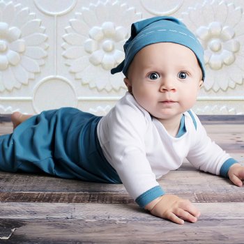 Lemon Loves Layette for Boys "Johnny" Gown for Newborns and Baby Boys in Provincial Blue
