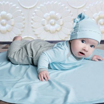 Lemon Loves Layette for Boys "Johnny" Gown for Baby Boys in Heather Grey