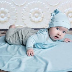 Lemon Loves Layette for Boys - "Snuggle Wrap" in Starlight Blue