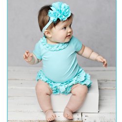 Lemon Loves Layette "Joy" Bloomer for Baby Girls in Blue Tint