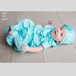 Lemon Loves Layette "Julia" Gown for Newborn Girls in Blue Tint