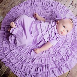 Lemon Loves Layette "Julia" Newborn Gown for Baby Girls in Lilac