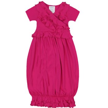 Lemon Loves Layette "Julia" Gown for Newborn and Baby Girls in Hot Pink
