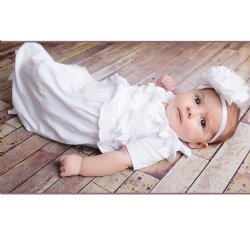Lemon Loves Layette "Julia" Gown for Newborn Girls in White