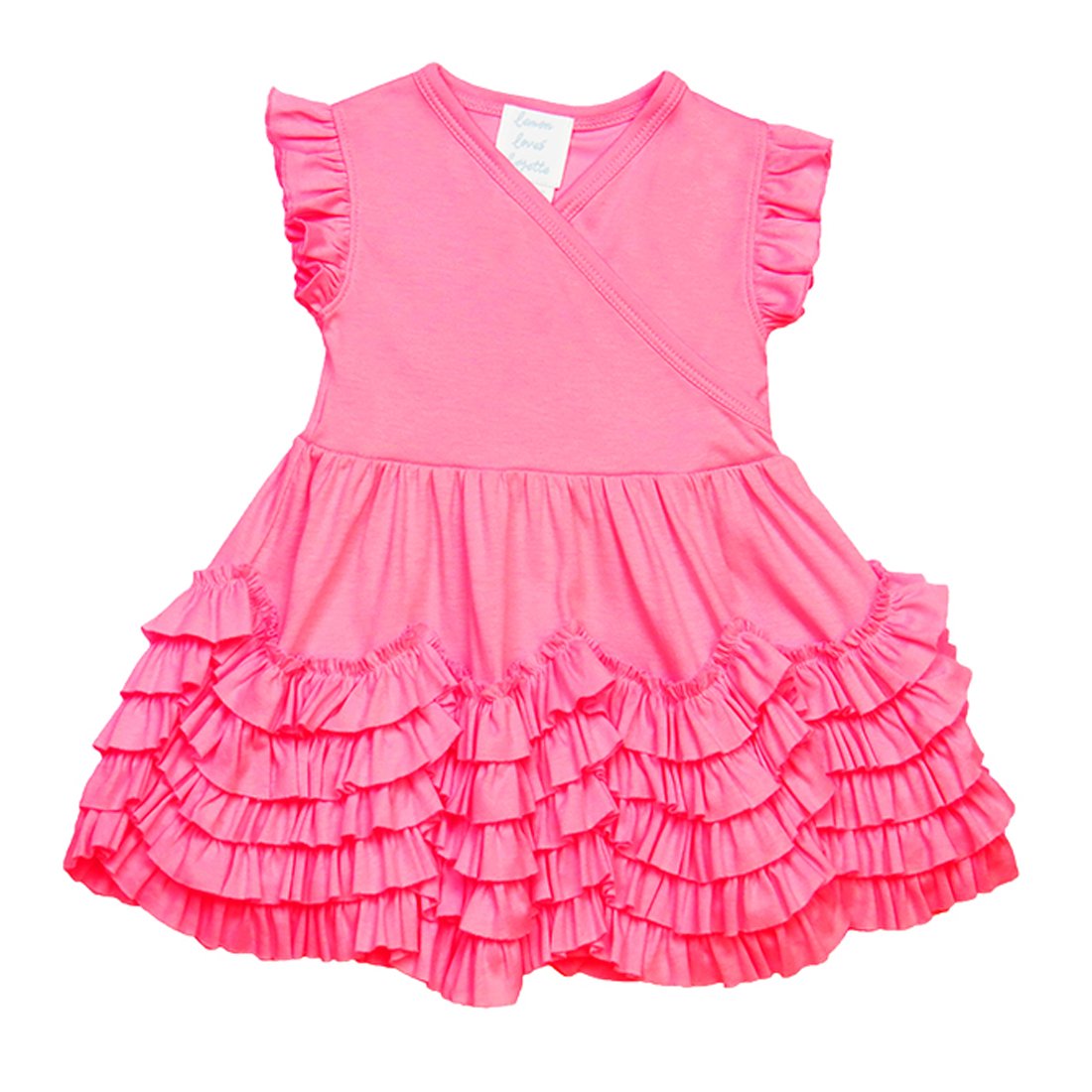 Lemon Loves Layette "Mia" Dress for Baby and Toddlers in Pink Lemonade