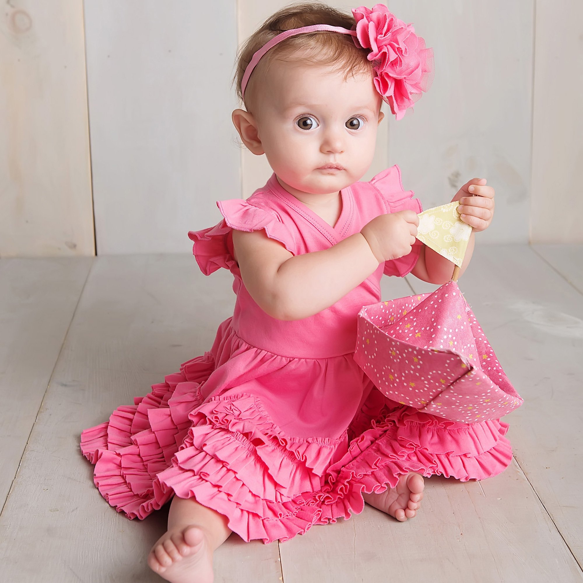 Lemon Loves Layette "Mia" Dress for Baby and Toddlers in Pink Lemonade