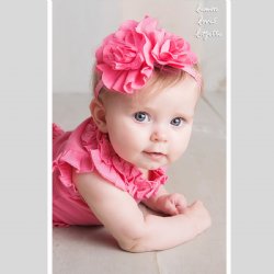 Lemon Loves Layette "Rose" Headband for Baby Girls in Pink Lemonade
