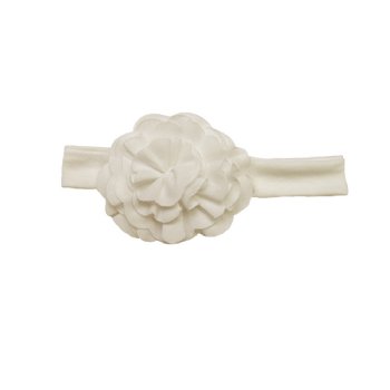 Lemon Loves Layette "Lily Pad" Headband for Baby Girls in Eggnog Beige