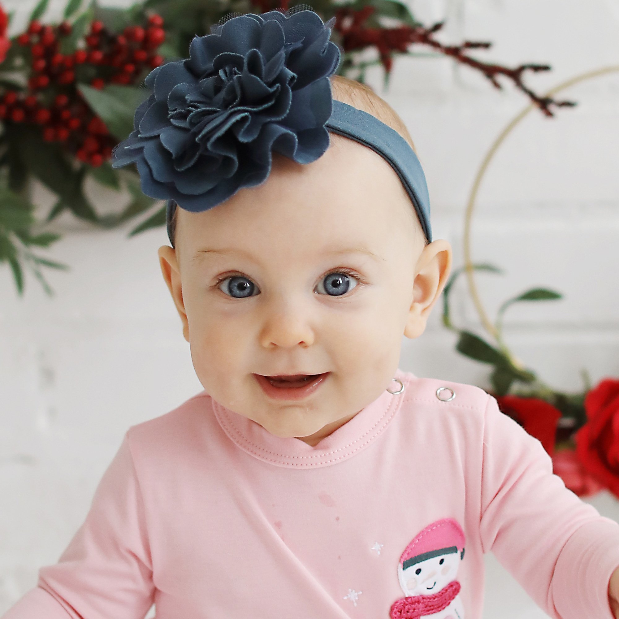 Lemon Loves Layette Lily Pad Headband for Baby Girls in Orion Blue