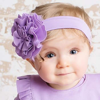 Lemon Loves Layette "Lily Pad" Headband for Baby Girls in Lilac